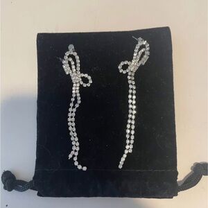 Elegant Silver Rhinestone Dangle Earrings